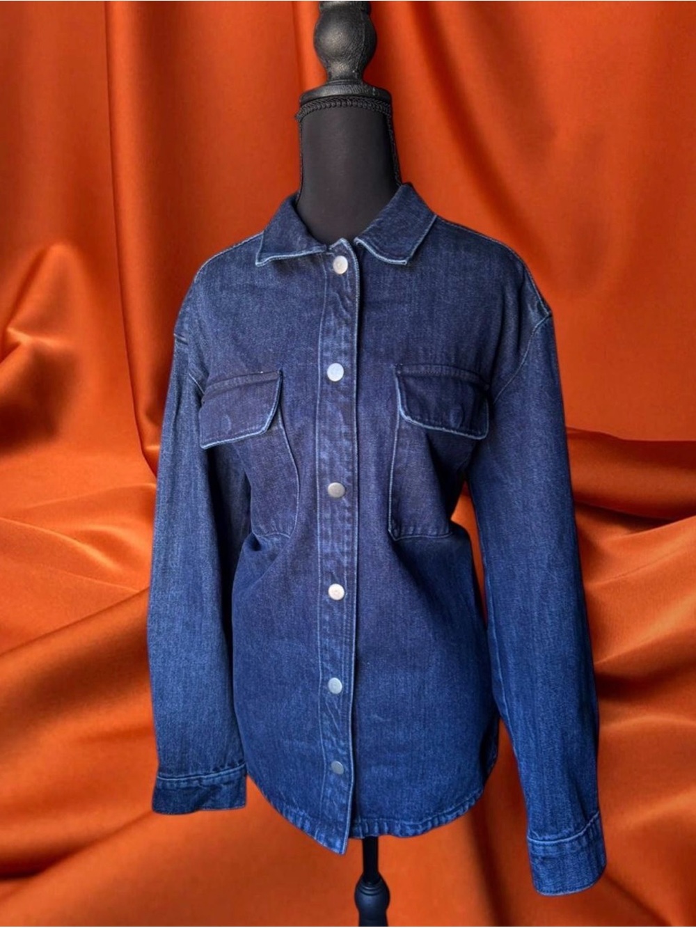 Oversized Old Navy Dark Blue Denim Button-Up Jacket